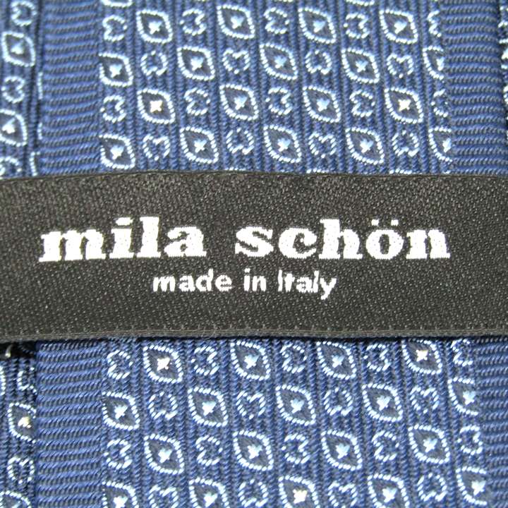 ems19w009:mila schon【ミラショーン】小紋柄シルクネクタイ(サイズ剣幅9cm)21801-4 ボルドー即決！ ミラショーン ブランド ネクタイ 総柄 小紋柄 パネル柄 シルク