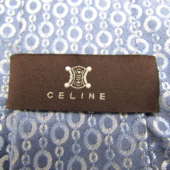 【美品】 セリーヌ ネクタイ マカダム柄 総柄 シルク ハイブランド 美品】CELINE ネクタイ マカダム柄 トリオンフ ブルー シルク100