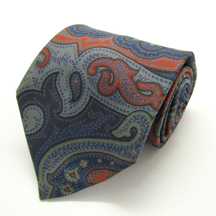 ETRO ネクタイ ブラウン レッド ブルー ペイズリー柄 総柄 ETRO - 【新入荷】『ETRO/エトロ』ペイズリー柄ネクタイ/総柄