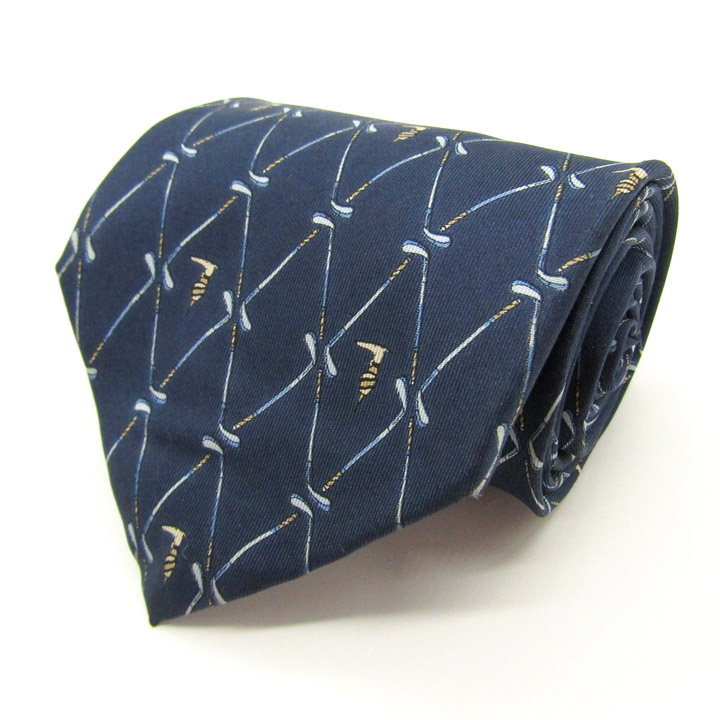 トラサルディ ブランド ネクタイ ウェーブ ストライプ柄 シルク イタリア製 PO メンズ ネイビー TRUSSARDI 【中古】