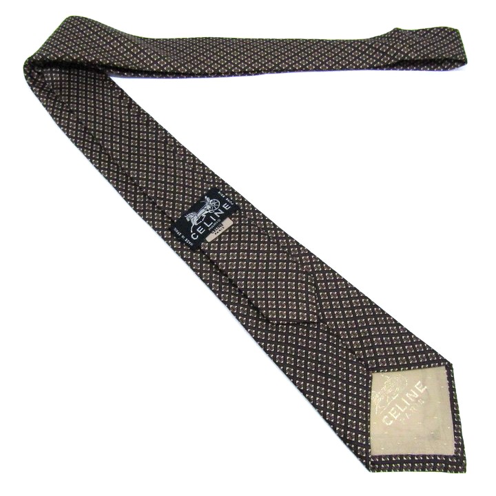 セリーヌ CELINE ブラウン ドット柄 ナロー細幅 ネクタイ セリーヌ CELINE ブラウン ドット柄 ナロー細幅 ネクタイ