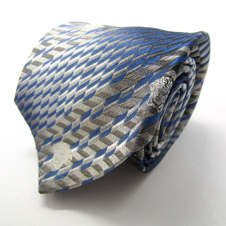 ヴェルサーチ　ネクタイ　グレー　ペイズリー柄　シルクジャガード　派手 ジャンニ・ヴェルサーチ ブランド ネクタイ シルク 伊製生地