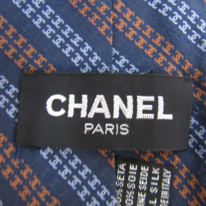 シャネル ブランド ネクタイ ココマーク ストライプ柄 シルク