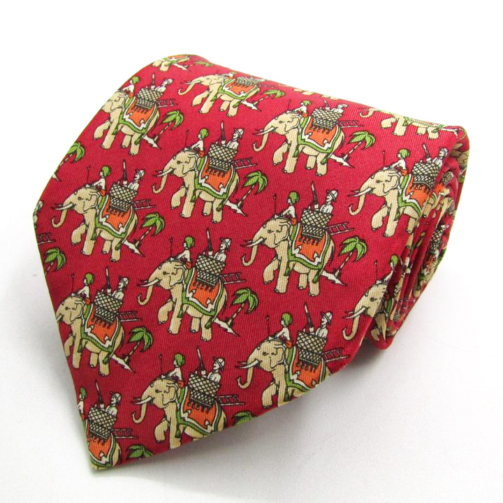 未使用　サルバトーレフェラガモ　ネクタイ　緑　ライオン　動物柄 サルヴァトーレフェラガモ ネクタイ シルク100％ 動物柄