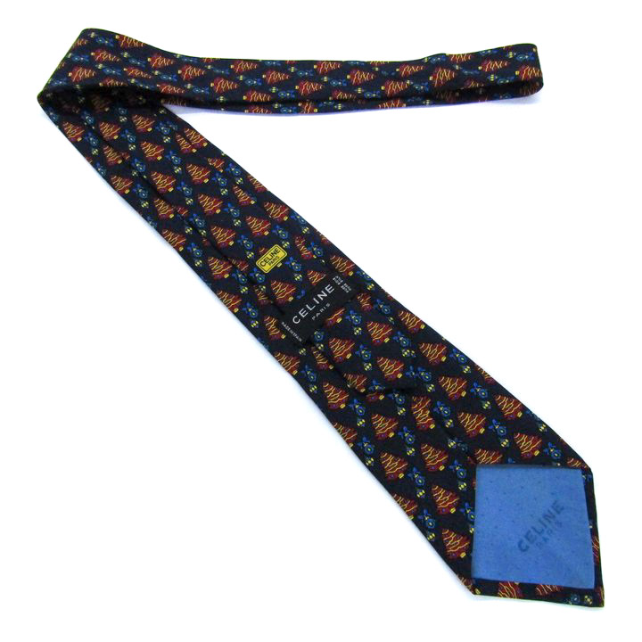 セリーヌ ブランドネクタイ マカダム クリスマス ツリー 総柄 シルク