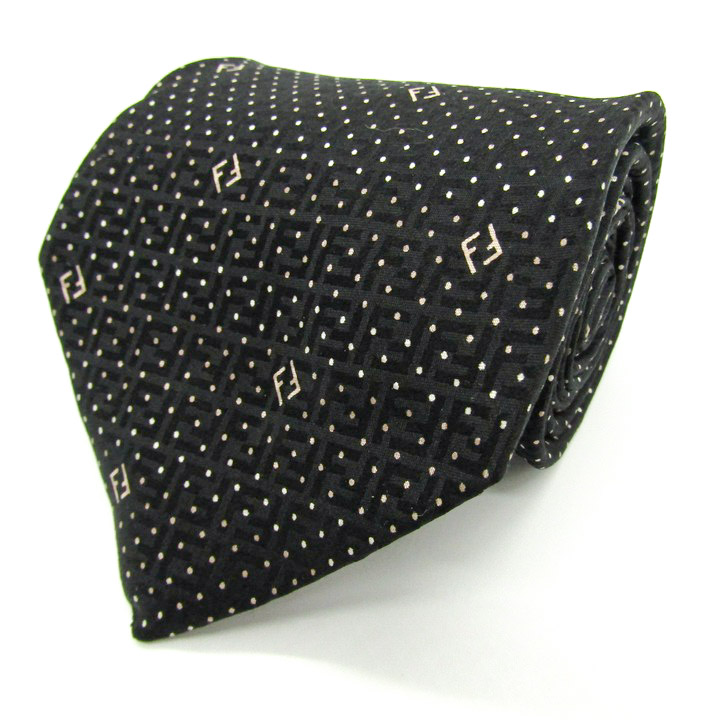 フェンディ ブランド ネクタイ ズッカ柄 ドット柄 ロゴ シルク