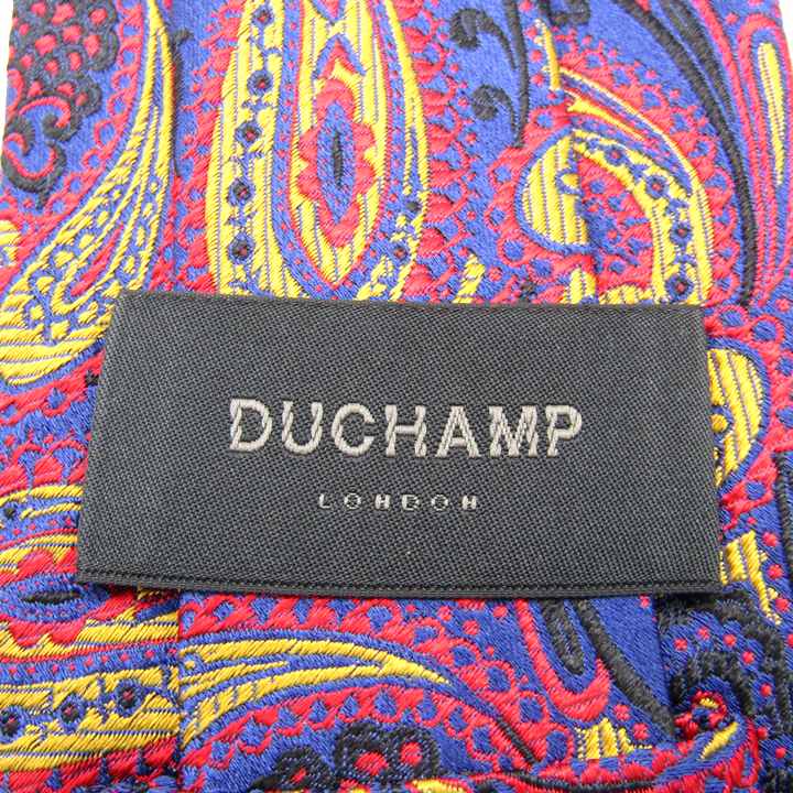 ドゥシャン ブランド ネクタイ 総柄 シルク 英国製 PO メンズ イエロー DUCHAMP ｲｷﾞﾘｽ高級 ドゥシャン ブランド ネクタイ ペイズリー柄 シルク イギリス製 PO