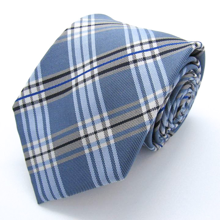 レミュー ブランド ネクタイ チェック柄 シルク混 PO メンズ ブルー