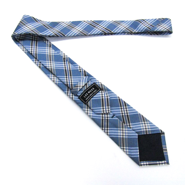 レミュー ブランド ネクタイ チェック柄 シルク混 PO メンズ ブルー