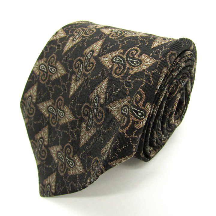 シャネル ブランド ネクタイ チェーン付 チェス 総柄 チェーン柄