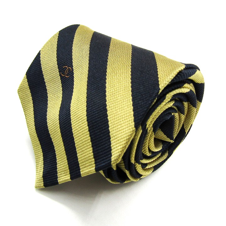 シャネル ブランド ネクタイ ココマーク ストライプ柄 シルク PO