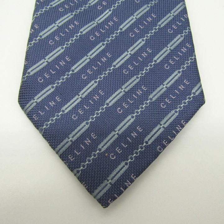 セリーヌ ブランド ネクタイ ロゴ ストライプ柄 総柄 シルク