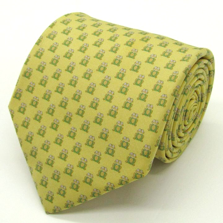 サルヴァトーレフェラガモ ブランド ネクタイ カエル 総柄 小紋柄