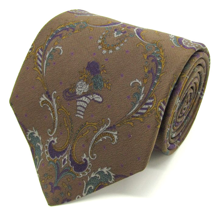 クリスチャンディオール ブランド ネクタイ 総柄 花柄 リーフ柄 シルク