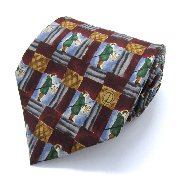 ダンヒル ブランド ネクタイ ロゴ 総柄 チェック柄 格子柄 シルク PO