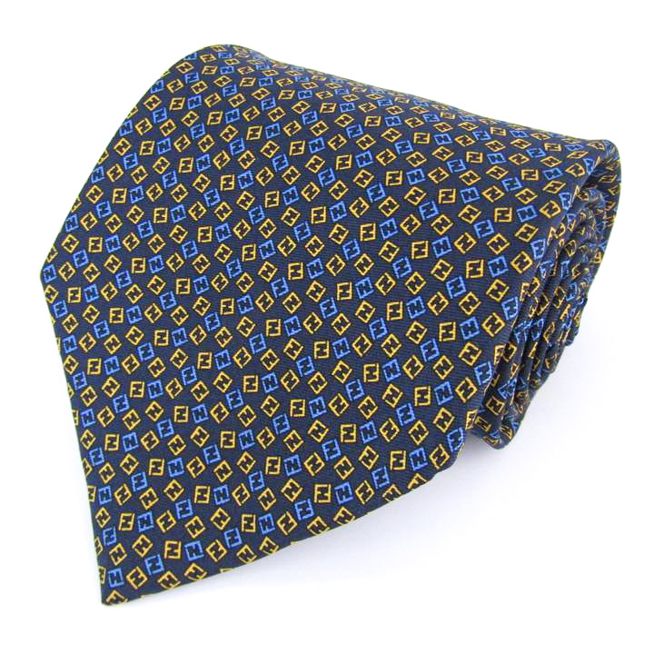 FENDI フェンディ ネクタイ ズッカ ホワイトゴールド ハイブランド フェンディ ブランド ネクタイ ズッカ柄 総柄 小紋柄 シルク