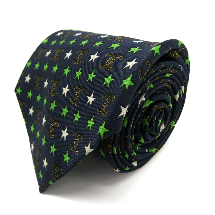 シャネル ブランド ネクタイ ココマーク チェーン付 スター 星柄 小