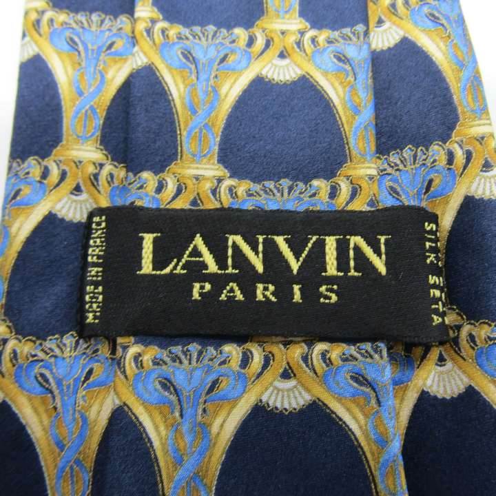 ランバン ブランド ネクタイ シルク 総柄 PO メンズ ネイビー LANVIN