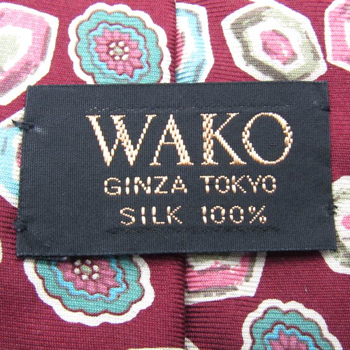 銀座和光 ブランド ネクタイ 小紋柄 シルク PO メンズ レッド wako