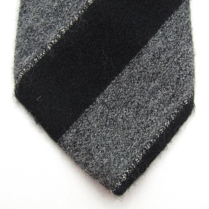 NICKY★新品2.5万円ニッキー カシミアグレーネクタイ 剣先スフォデラート ニッキー ブランド ネクタイ ストライプ柄 シルク混 ウール PO メンズ