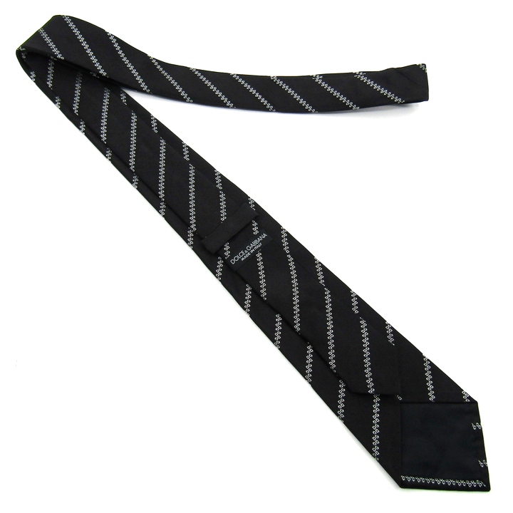 ドルチェ＆ガッバーナ ブランド ネクタイ ストライプ柄 シルク