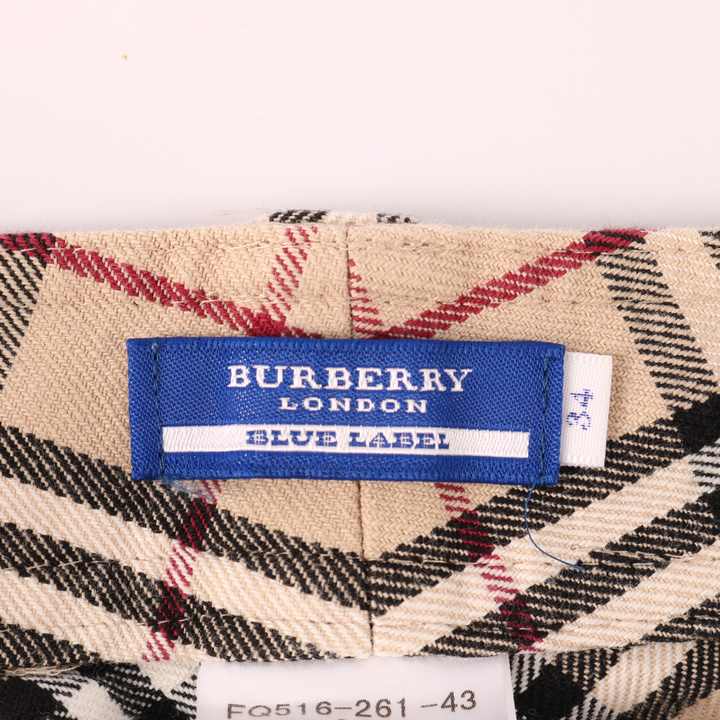 バーバリーブルーレーベル ロングパンツ ノバチェック ストレート ボトムス 日本製 レディース 34サイズ ブラウン BURBERRY BLUE  LABEL 【中古】