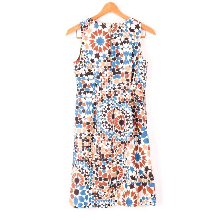 ビアッジョブルー ノースリーブワンピース 総柄 スリットネック  