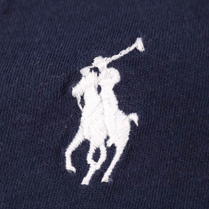 ポロ・ラルフローレン 半袖Ｔシャツ Vネック ポロマーク トップス シンプル コットン レディース XSサイズ ネイビー POLO RALPH  LAUREN 【中古】