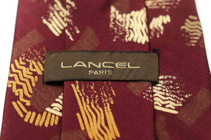 ランセル ブランド ネクタイ シルク 総柄 メンズ ワインレッド LANCEL