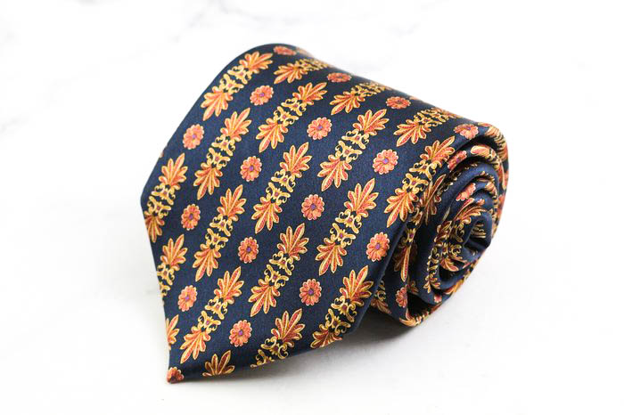 3460✨極美品✨ランバン ネクタイ 植物柄 ボタニカル ✨新品未使用✨ランバン ネクタイ 小紋柄 ボタニカル ネイビー