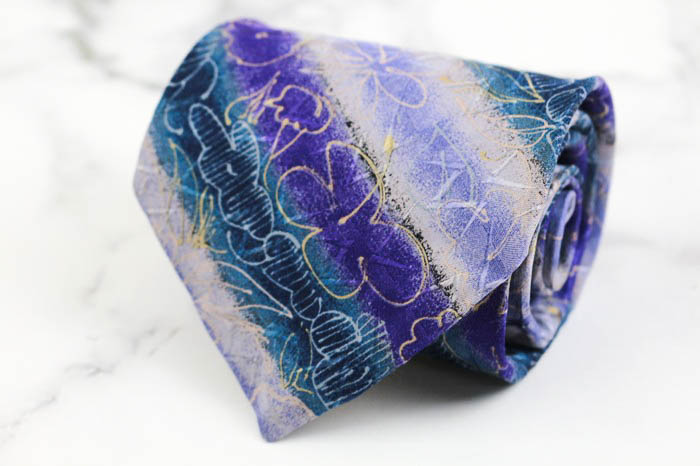 ゆったりブルー&ストライプ花柄特別仕立国内手作りネックウォーマー新品 