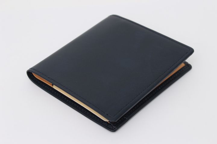 キプリス 二つ折り財布 未使用 レザー 小銭入れあり 日本製 ブランド ウォレット メンズ ネイビー CYPRIS折り財布
