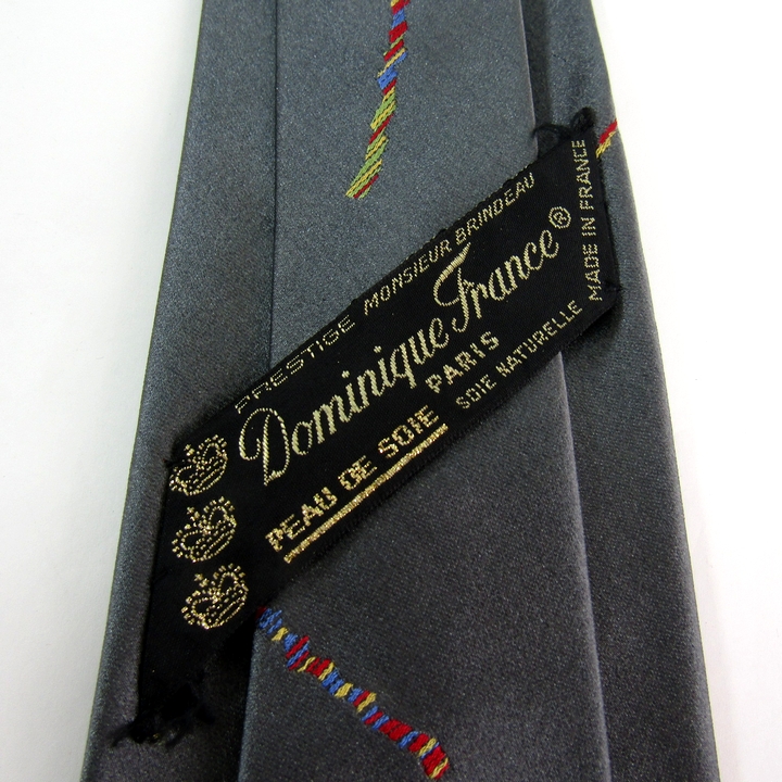 ドミニクフランス クラウン ブランド ネクタイ パネル柄 刺繍 シルク フランス製 メンズ ブラウン Dominique France Crown