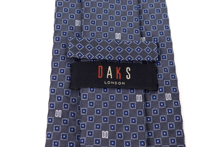 ダックス ブランドネクタイ スクエアドット柄 ロゴ 日本製 メンズ ネイビー DAKS 【中古】