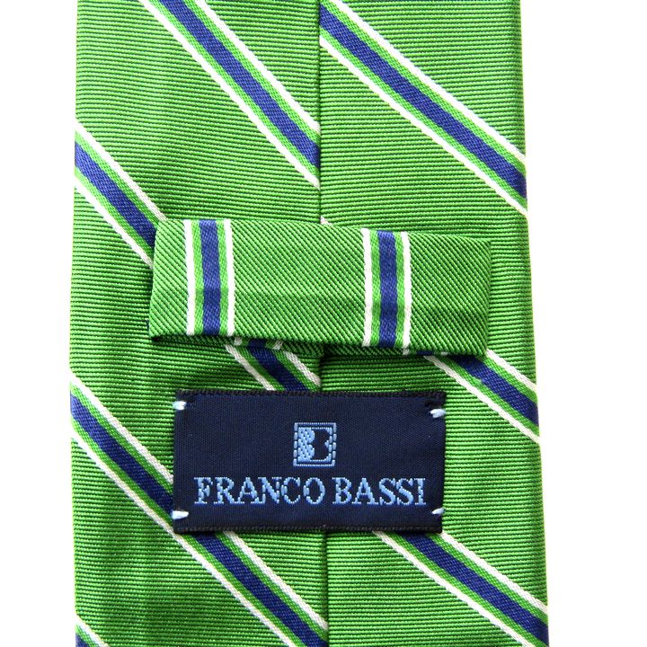 Franco bassi グリーンパネルストライプタイ