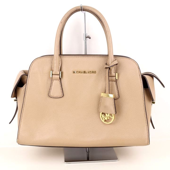 マイケルコース ハンドバッグ レザー ロゴプレート ブランド 鞄 カバン レディース ベージュ Michael Kors 【中古】