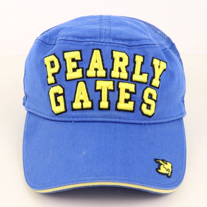 パーリーゲイツ キャップ ロゴ刺繍 ゴルフウエア ブランド 帽子 レディース メンズ ブルー PEARLY GATES 【中古】