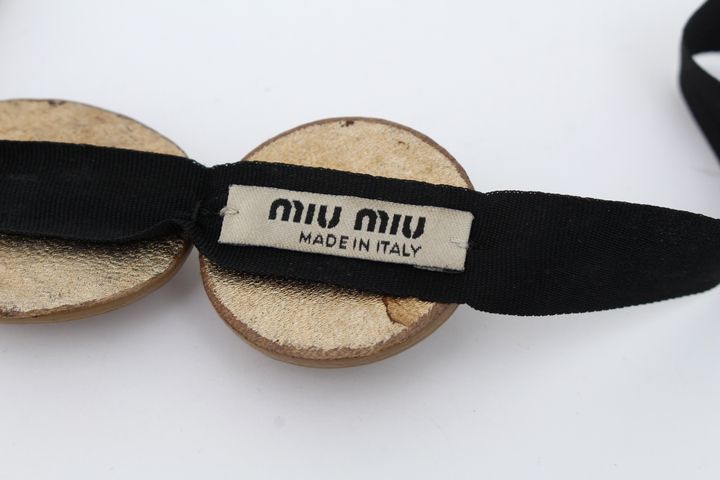 ミュウミュウ チョーカー ネックレス マーブルストーン イタリア製 リボン アクセサリー ブランド レディース ブラック MIUMIU
