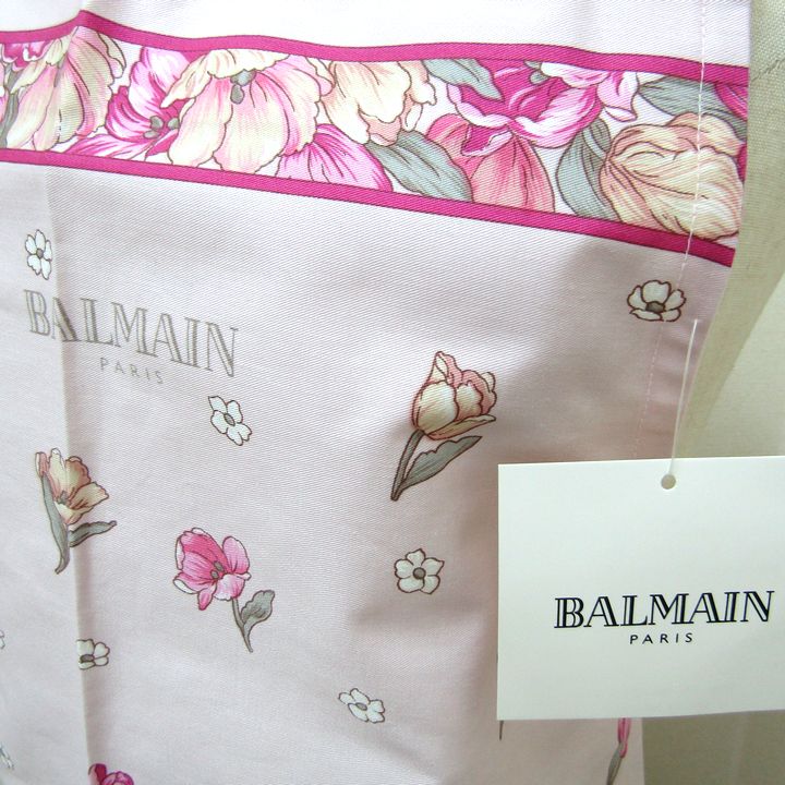 バルマン エプロン 未使用 花柄 綿100％ ブランド キッチン雑貨 レディース ピンク BALMAIN 【中古】