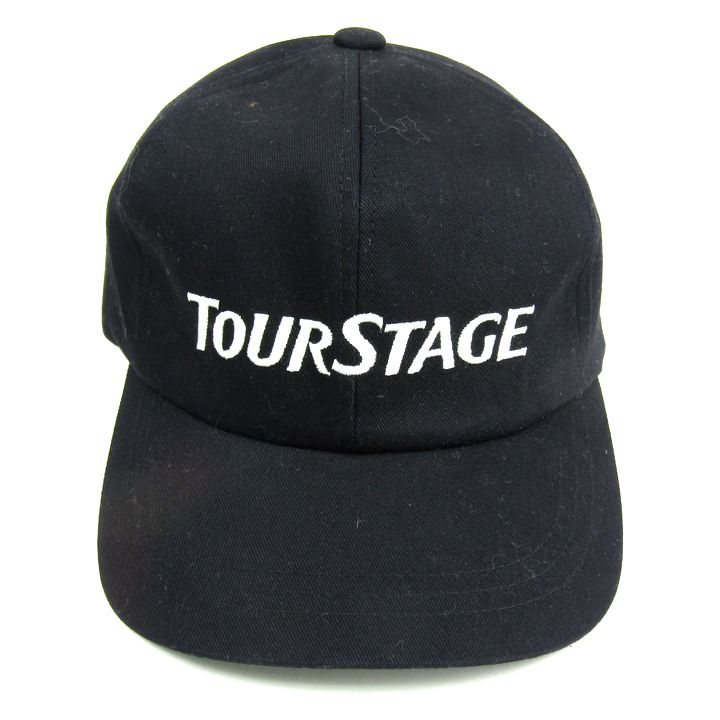 ツアーステージ ゴルフキャップ ブリヂストン 綿100% ブランド 帽子 メンズ フリーサイズ ブラック TOUR STAGE 【中古】、ブラック、フリー