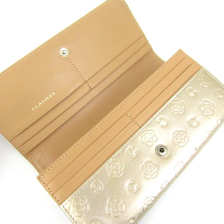 クレイサス 長財布 フラップ 花柄 ロゴプレート 小銭入れあり