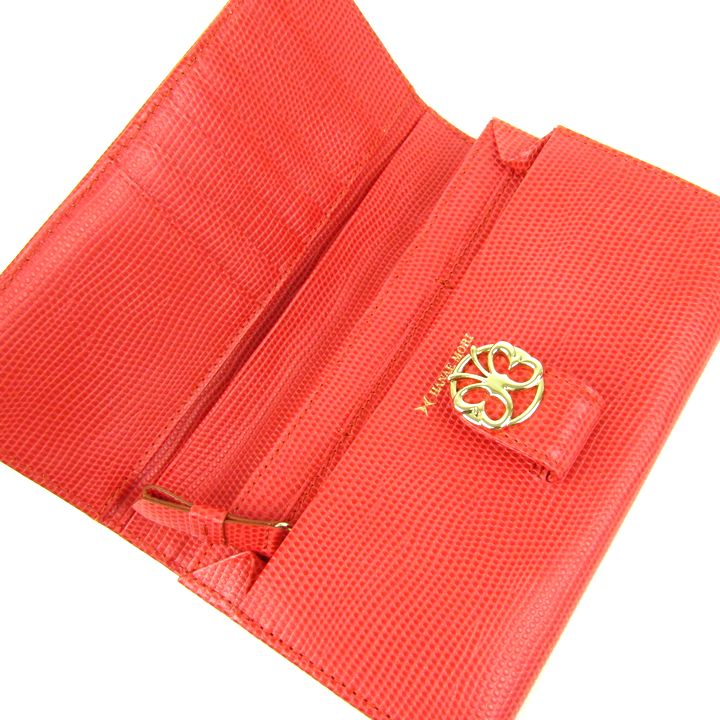 ハナエモリ 長財布 型押しレザー 小銭入れあり ロングウォレット