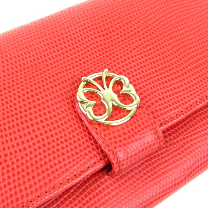 ハナエモリ 長財布 型押しレザー 小銭入れあり ロングウォレット