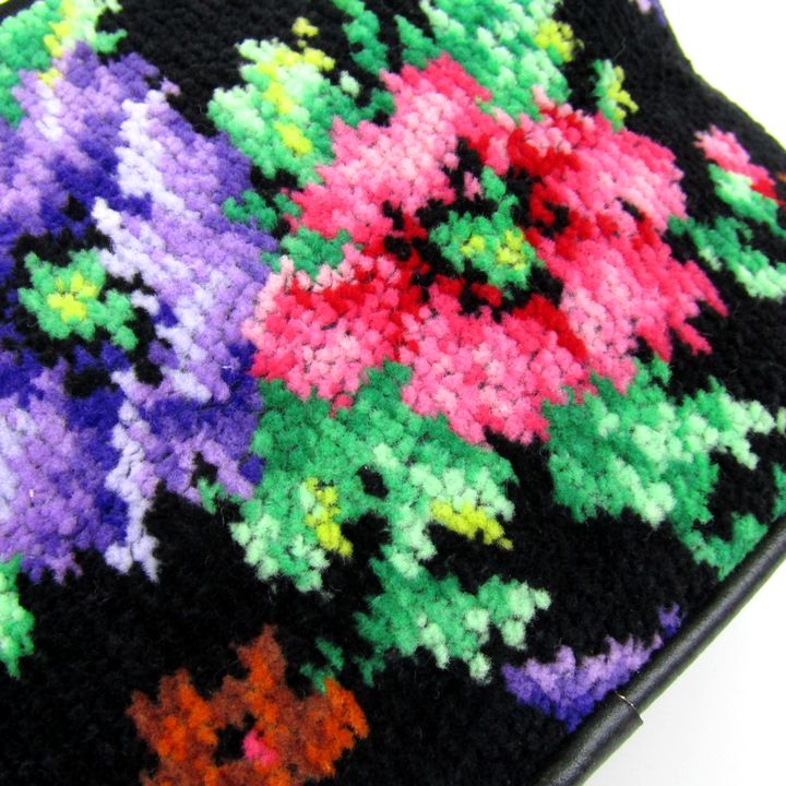 フェイラー タオル ひざ掛け 肩掛け ブランケット 黒 花柄 シェニール