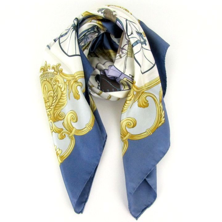 スカーフ COLLECTION XXI RICHEL PARIS スカーフ 大判 馬車柄 シルク ブランド 小物 レディース ブルー scarf  【中古】｜scarf｜店舗買取｜ファッション雑貨＞マフラー｜USEDのアパレル通販サイト - SMASELL（スマセル）