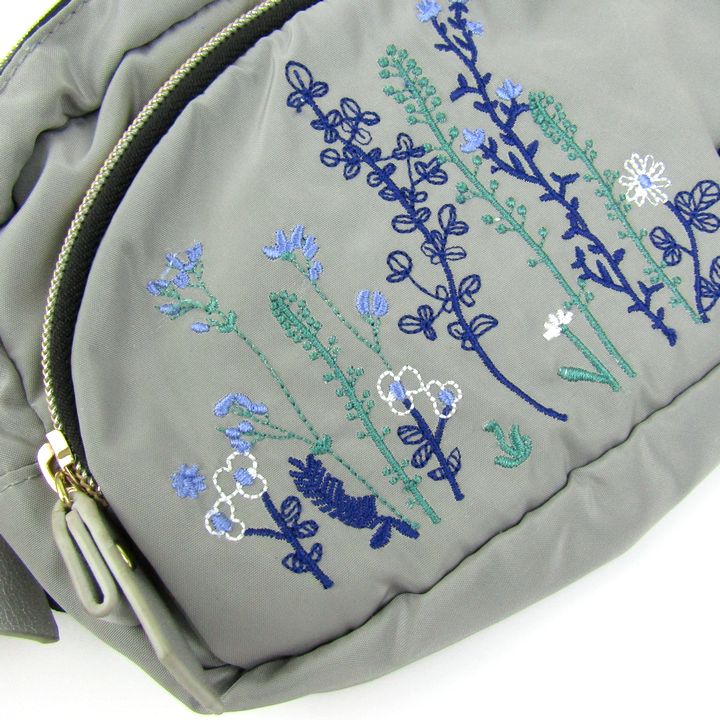 〇kon-jaku ウエストバッグ 刺繍 ウエストポーチ グリーン（ホール  