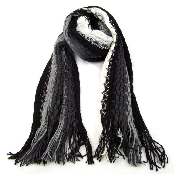 ウール混紡 グレーと黒のマフラー 【公式通販】