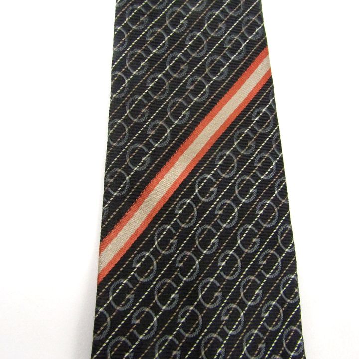 1円 グッチ GUCCI Gマーク柄 クレスト紋章 ネクタイ 紺