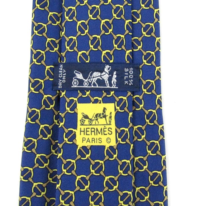 HERMES 迷彩柄 シルクネクタイ グレー系