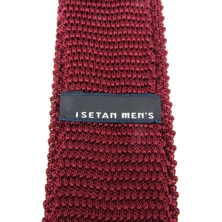 美品　エルメス　ネクタイ　ニットタイ　ワインレッド　無地　H柄　ウール エルメスネクタイニットタイワインレッドH柄ウール